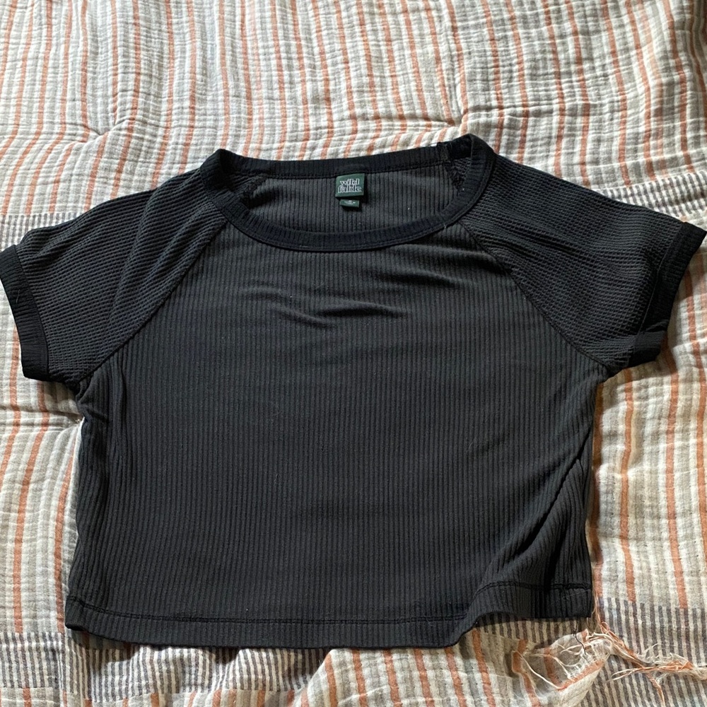Wild Fable Black/Dark Gray Crop Top